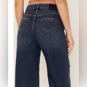 Women's Dark Blue Cleo + Wolf High Rise Boot Cut Jeans 31x34